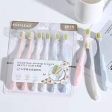 6pcs Wide Head Soft Bristle Adult Toothbrushes, Value Pack - Multicolor - View 7