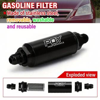 100 Micron Aluminum Alloy Automotive Fuel Filter With Two AN6 AN8 Fittings, 44MM