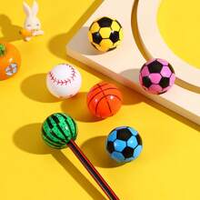 10pcs Cute Colorful Football Shaped Pencil Sharpeners, Creative Cartoon Design Single Hole Plastic Pencil Sharpeners - Multicolor - View 2