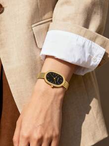 1pc Women's Casual Fashionable Oval Minimalist Quartz Watch, Suitable For Daily Wear - one-size - View 6