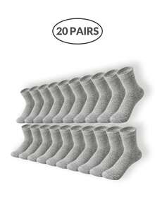 Men's 5-Tone Neutral Crew Socks Multi-Pack (1/5/10/20 Pairs) - Dark Gray/Navy/Black/White/Charcoal Elastic Ankle Socks With Breathable, Stretch Fit For Office, Gym, Travel Essentials - Grey - View 8