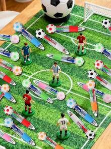 12支/套 多色迷你四合一可爱圆珠笔套装，适合儿童，生日派对圆珠笔，趣味礼物，多种墨水颜色可选，可爱派对礼品（足球） - 彩色 - 查看 7