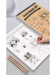 1 pièce Livre de dessin de dessin animé pour enfants : Version garçons, Version filles, Style chibi, Style ancien, Tutorial de dessin au trait pour filles, Bases des personnages d'anime faits à la main, Style aléatoire - Multicolore - Voir 4