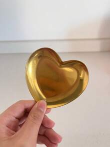 1pc Stainless Steel Thickened Mini Heart-Shaped Dish, Golden, For Kitchen Utensils & Condiments, Used At Home As Snack Plate, Cake Dish, Storage Tray,Kitchen - 彩色 - 查看 10