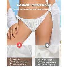 Women Silk Panties Lightweight Briefs Smooth Breathable Satin Bikini,Sexyys Tie-Side Underwear Daily Fit Comfort,White - white - 查看 4