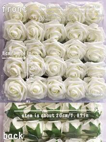 50/25支浪漫情人节人造玫瑰花，散装象牙色仿真玫瑰，适用于DIY婚礼花束、玫瑰墙饰、桌面摆件、派对餐桌装饰、插花、艺术家居装饰、婚礼装饰、情人节礼物 - 彩色 - 查看 11