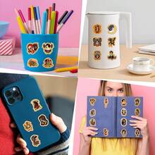 100张/包复古女孩贴纸，适用于节日装饰、万圣节、圣诞节、复活节、DIY水瓶、滑板、充满活力的美学涂鸦套装、日记本、剪贴簿、派对用品，非常适合冬季和新年。 - 駝色 - 查看 5