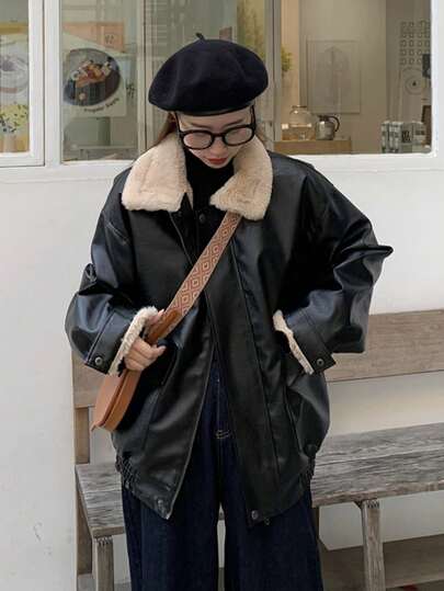 Vintage Faux Fur Jacket, Warm Outerwear