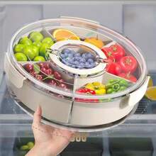 Round 6-Compartment Food Storage Container - Circular Organizer For Spices Candy Nuts Snacks, Kitchen Pantry Countertop Organizer With Removable Dividers, Clear Stackable Home Storage Solution, Essential Household Organization System - Multicolor - View 3