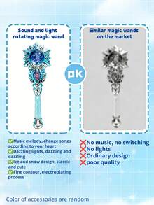 Kids' Interactive Light-Up Snowflake Magic Wand Toy In Pink & Blue, Holiday & Birthday Gift For Girls, Princess Party Accessory