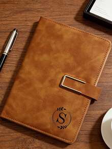 1 pieza Juego de cuaderno de cuero personalizado (con bolígrafo), cuaderno personalizado, juego de regalo de cuaderno de piel sintética, cuaderno de negocios con logotipo personalizado, libreta A5, diario de reuniones de trabajo - Multicolor - Ver 3