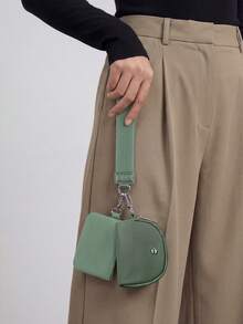 Dual Pouch Wristlet Wallet Fashion Keychain Wristlet Bag Cards For Women Men, Cash & Coins, Detachable Keychain & Card Holder, Stylish & Portable For Everyday & Sports Use Travel Wallet Coin Wallet Christmas Gifts, Holiday Gifts - 墨綠色 - 查看 1