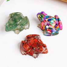 1件天然水晶石青蛙雕像灵气护身符风水办公室家居装饰雕塑水晶摆件 - 滴膠青蛙 - 查看 5