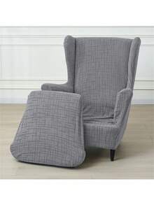 2pcs/Set Elastic Wingback Chair Cover Relax Wing Armchair Slipcover With Seat Cushion Cover Soild Color Single Sofa Slipcover - Multicolor - View 6