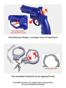 儿童角色扮演服装套装，包含逼真装备——手铐、手表、警棍、哨子、对讲机、徽章、制服、身份证，适合男孩女孩角色扮演游戏 - 彩色 - 查看 7