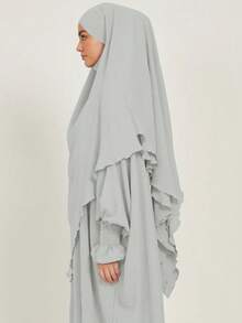 2pcs Set Double Layer Tie Headscarf Khimar + Loose Comfortable Abaya, Convenient For Prayer, Suitable For Muslim Women's Daily Wear And Prayer, All Season - Nhiều màu - Xem 17