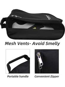 Bolsa portátil para zapatos de golf para viajes al aire última intervensión, con cierre, impermeable y transpirable, para hombres y mujeres, Negro -, Bolsas de zapatos de golf,37280282