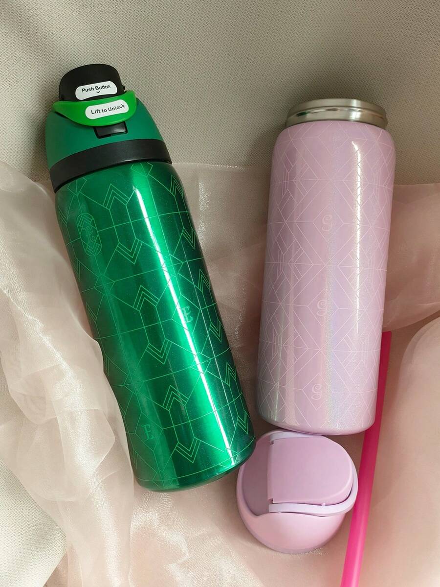 OWALAo 32oz / 945ml Free.Sip Wicked For Goods Special Limited Edition Stainless Steel Water Bottle With Straw. From Bubble To Broomstick, Two Legends Unite. Pearlescent Pink Shimmers With Goodness. Emerald Green Sparkles With Power. Together, They Turn Everyday Hydration Into Something Extraordinary. Suitable For Sports, Outdoor Activities, Travel, And Student Sports Water Cup. It Is Very Suitable To Be Given As A Gift. - 32oz/945ml - View 1