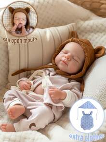 1 PC 13 Inch Pascale Baby Girl With Two Sets Of Outfits Full Solid Silicone Reborn Baby Doll Real Soft Touch, Opening Mouth, 3D Painted Skin, Veins Visible, Can Be Bathed In Water, Gifts For Birthday, Celebration And Collectible Gifts, Anatomically Accurate