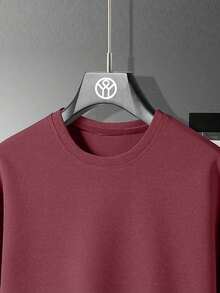 Teens' Summer Solid Color Round Neck Short Sleeve Casual T-Shirt And Letter Print Drawstring Waist Shorts Set - Red - View 5