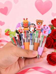 12支装多色笔合一，4合1趣味笔情人节圆珠笔大礼包，适合作为情人节礼物、生日礼物、课堂奖励和办公用品。