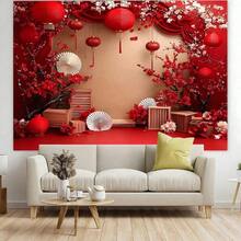 1幅2D平面横幅，多用途涤纶纤维背景横幅，适用于中国新年及其他场合 - 非常适合派对、庆典、生日和周年纪念 - 耐用，室内使用 - 1個 - 查看 4