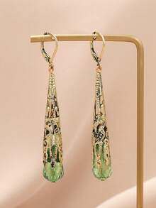 1pc Vintage Minimalist Style Luxury Dangle Earrings, Chic Long Tassel Decorative Jewelry - Multicolor - View 6