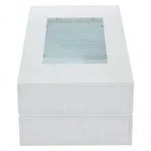 Black LED Coffee Table With Bluetooth App Control, Double-Layered High-Gloss Hollow Design Table, Suitable For Parties, Offices, Living Rooms - White - View 9