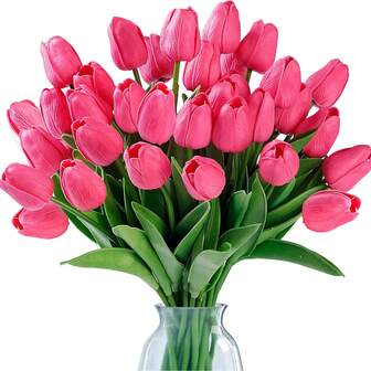 5PCS Artificial Tulips Flowers Real Touch, Fake Plants, Home, Dining Room, Living Room, Outdoor Garden Decoration,Mother's Day Gifts, Birthday Bifts, Graduation Season Gifts,Wedding Season, The Art Of Inserting Flowers, Photography Props, Autumn, Spring, Vase, Flower Wall, Flower Wreath, Bridal Bouquet, Wedding Decoration, DIY Flower Wreath Materials, Birthday Party Decoration Materials, Home Decoration Accessories, Valentine's Day.