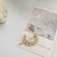1pc Shiny Rhinestone Moon & Faux Pearl Hair Clip - Fashionable Unique Bangs Hairpin With Full Rhinestone Faux Pearl Design - Elegant Accessory Side Clip Suitable For Festival Wear, Claw Clips, Hair Slide, Hair Barrettes, Bobby Pin, Head Accessories, Party, Hair Accessories For Women - Multicolor - View 6