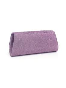 Purple Bow Decor Envelope Design Women's Evening Bag, Party/Wedding Handbag With Detachable Chain Strap, Velvet Fashion Clutch Wallet - Purple - View 4