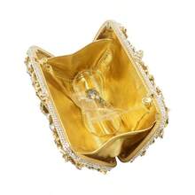 Women Floral Chic Evening Bag Flower Rhinestone Handbags Shining Clutch Purses For Cocktail Party Prom - Green - View 5