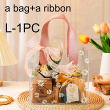 5pcs PVC Gift Bags With Ribbons, Transparent Daisy Printed Gift Packaging Bags, Wedding Party Birthday Gift Wrapping Bags - Multicolor - View 13