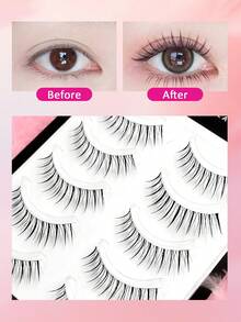 Rikuaild 5对柔软超细韩式透明假睫毛，自然浓密一体式设计，适合初学者 - 細長睫毛 - 查看 4