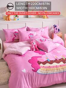 MY LITTLE PONY 2/3件套小马宝莉床上用品套装，可爱卡通图案，透气柔软，抗起球，家用纺织品，房间装饰，包含1个被套和1/2个枕套（不含被芯），适用于单人床/双人床/大号床/特大号床，四季皆宜，可机洗，精美礼品，粉色 - 彩色 - 查看 9