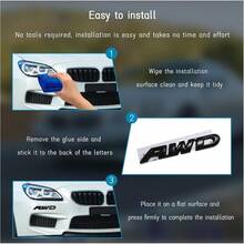 AWD Emblem Sticker 3D Metal Letter Tailgate Side Badge Decal Self Adhesive Auto Side Fenders Decoration For All Wheel Drive Universal Vehicle Exterior Decor Accessories Black - 黑色的 - 查看 5