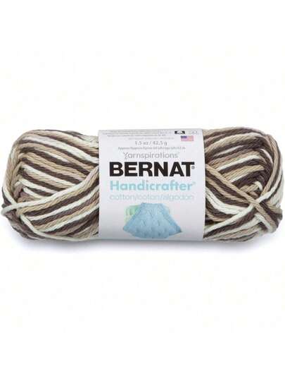 EstiloBernat Handicrafter Hilo de algodón degradado, 1.5 onzas, calibre 4 mediano, 100% algodón, color degradado chocolateVersión mejorada