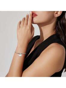 EstiloDALARAN Cuentas de Stopper para Pulseras Clip de Plata de Ley 925 Espaciador Charm Stopper de Pulsera Versión Mejorada - 2 tapones de cuentas blancas - Ver 5