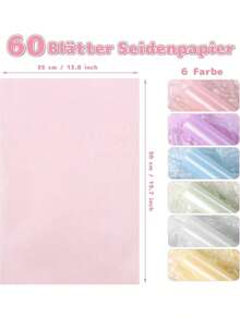 EstiloKesote 60 Hojas Papel de Seda multicolor Papel de 6 Colores para Hacer Manualidades Regalo Decorativas (50 x 35 cm)Versión mejorada - 6 colores - Ver 2