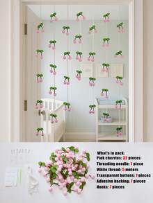 1 chiếc rèm treo hình lá xanh và quả anh đào hồng, rèm trang trí họa tiết trái cây dễ thương, rèm ngăn phòng đẹp mắt, rèm treo dọc phong cách ngọt ngào và đáng yêu, trang trí nhà theo phong cách tối giản Scandinavia, rèm chủ đề quả anh đào hồng phù hợp cho phòng ngủ, phòng khách, khung cửa sổ, lối vào, căn hộ, ký túc xá, quán cà phê, trang trí nội thất mùa xuân/hè, phông nền chụp ảnh, trang trí tiệc. - Nhiều màu - Xem 11