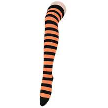 Zando Womens Thigh High Socks Striped High Knee Socks Knee High Socks For Cosplay Long Socks Over The Knee Leg Warmers,OneSize,ABlack&OrangeStripes - 黑橙條紋 - 查看 5
