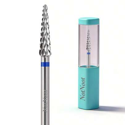  NotNoot Conical Nail Drill Bits, 3/32 Inch Cross-Cut, Stainless Steel Conical Drill Bits For Cleaning Cuticles, Removing Gel Polish, Bidirectional Rotation Electric Nail File Drill Bits For Manicure And Pedicure, Medium (Silver)