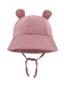 1pc Unisex Baby Cute Ear Solid Color Simple Breathable Comfortable Casual Versatile Sun Visor Bucket Hat - 1PC - View 16