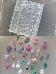 1pc Oriental Style Silicone Nail Art Mold, Elegant Vase & Gourd Shaped 3D Nail Template, DIY Nail Decoration Accessory - Clear - View 2