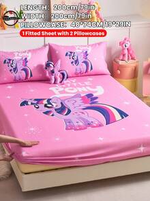 2/3件組 My Little Pony 印花包床單套組，親膚床墊保護套，舒適柔軟，多尺寸可選，適用 Full/Twin/Double/Queen/King 床，可機洗，卡通角色設計 - 彩色 - 查看 19
