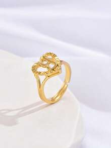 1pc Vintage Creative 26 Letter Adjustable Ring, European And American Style, Suitable For Couples - Yellow Gold - View 13
