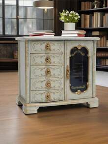 1个欧式创意音乐盒，5层大容量抽屉式首饰收纳盒，多功能桌面整理盒，带可拆卸挂钩，可收纳戒指、项链、手镯、手表、耳环及各种首饰，适用于卧室梳妆台、客厅展示柜、玄关桌，亦可作为装饰品，是送给朋友、同学、同事、生日、节日、乔迁、毕业等场合的绝佳礼物。 - 彩色 - 查看 5