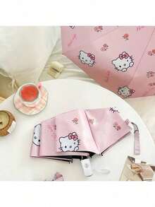 Sanrio 新款三丽鸥甜美Hello Kitty可爱创意卡通图案时尚折叠便携式乙烯基遮阳伞，晴雨两用 - 彩色 - 查看 7