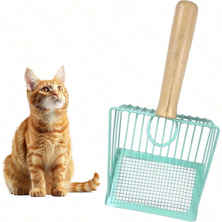 Cat Litter Scoop, Premium Kitty Shovel With Hook And Hole, Metal Sifter Scooper Stainless Steel For Easy Cleaning - Xanh lá nhạt - Xem 1