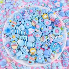 100Pcs Blue Slime Charms Assorted Cute Decoden Embellishments, Kawaii Slime Accessories,Candy Heart Bear Bulk Flatback Resin Charm For Phone Junk Cases,ScrapbooFKing Crafting & DIY Decoration - 藍色的 - 查看 5